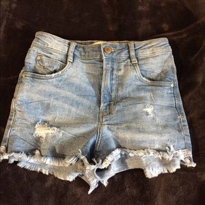 Zara distressed denim shorts